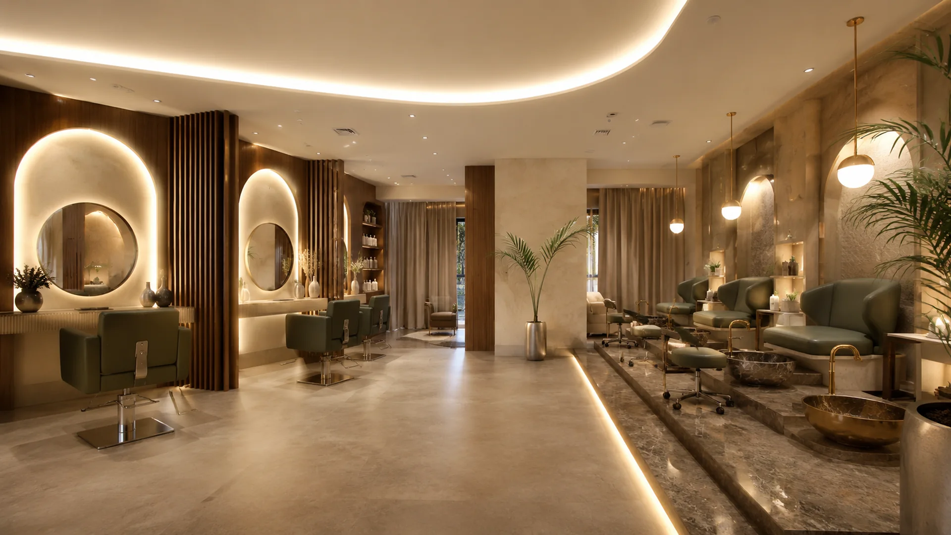 Modern salon and spa interior for 360 virtual tour